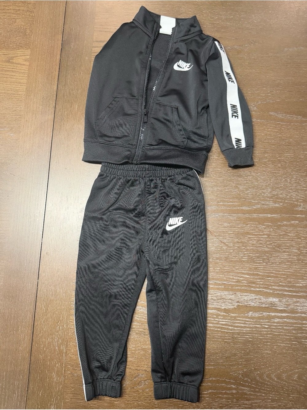 Nike Toddler Tracksuit Set 18M Black White Logo Jacket Joggers Outfit